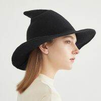 Witch Hat Wool Costumes Props Sorcerer Enchanter Cap Pointy