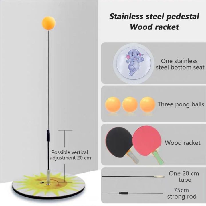 ขายดี-egxtrb-รเคลียร์-เพลาอ่อนปิงปองอุปกรณ์ฝึกด้วยตนเองของเล่นไม้แร็กเก็ตบ้านเดี่ยวฐานสแตนเลส