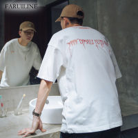 FARUILINE STORE MEN108 เสื้อยืดแขนสั้นผู้ชาย เสื้อแฟชั่นผช ทรงโอเวอร์ไซส์ ลุคสตรีท