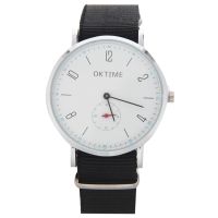 Casual Fashion Style OKTIME fashion 2 needle half watch male canvas Quartz watch white