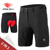 RION ขี่จักรยานกางเกงขาสั้นผู้ชายที่ถอดออกได้เบาะ Undershorts MTB จักรยานเสือภูเขาสวมใส่กระเป๋าระบายอากาศแห้งเร็วผู้ชายถุงน่อง2 In 1