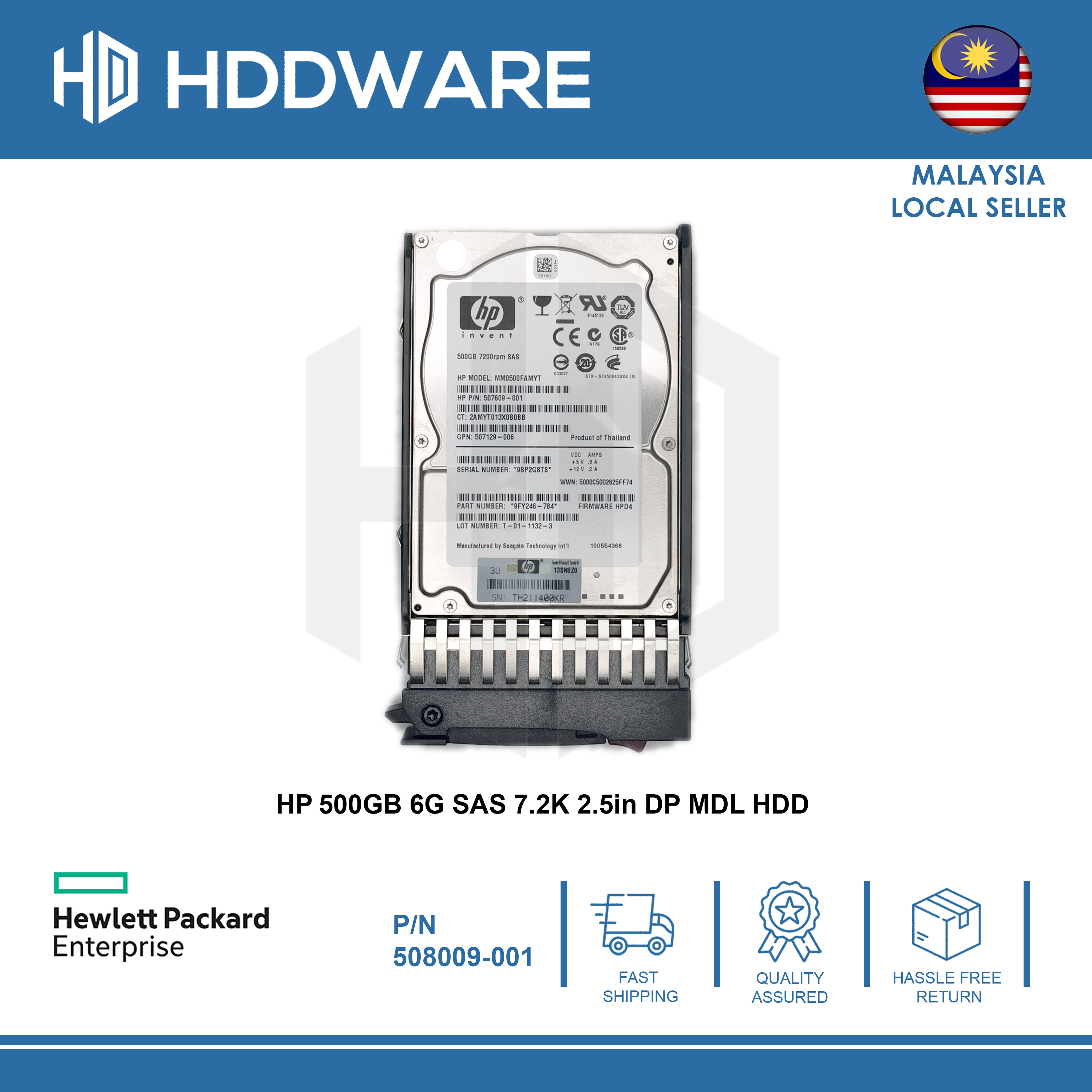HP 507610-B21 508009-001 500GB  6G 7.2K 2.5IN HD NEW 