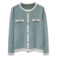 【มีไซส์ใหญ่】Plus Size XL-4XL Womens Green Beige False Button Sweaters Long Sleeved Vintage Slim Pullovers Large Size Outerwear