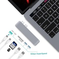 ☇◈卐 USB Type C HUB Thunderbolt 3 Dock Adapter USB-C Combo Dongle 2 input Port TO USB 3.0 SD Slot TF Card with Charging for Macbook