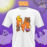 ลายตัวอักษรรุ่น  Halloween เสื้อขาว ( M N O  )