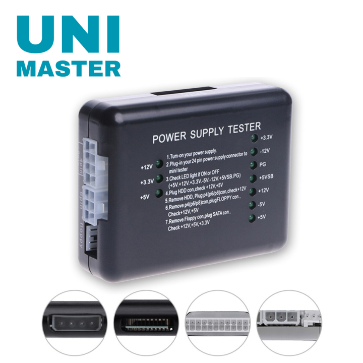 Uni Master PC Power Supply Tester HDD Meter Tester Checker 20/24 pin