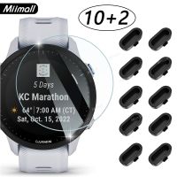 ~ Miimall ปลั๊กกันฝุ่น 10 ชิ้น พร้อมกระจกนิรภัยกันรอยหน้าจอ 2 ชิ้น สําหรับ Garmin Forerunner 955