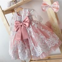 【CW】 Baby Dresses Toddler Birthday Kids Sleeve Bow Prom Tulle Tutu Costume 0-2 Y