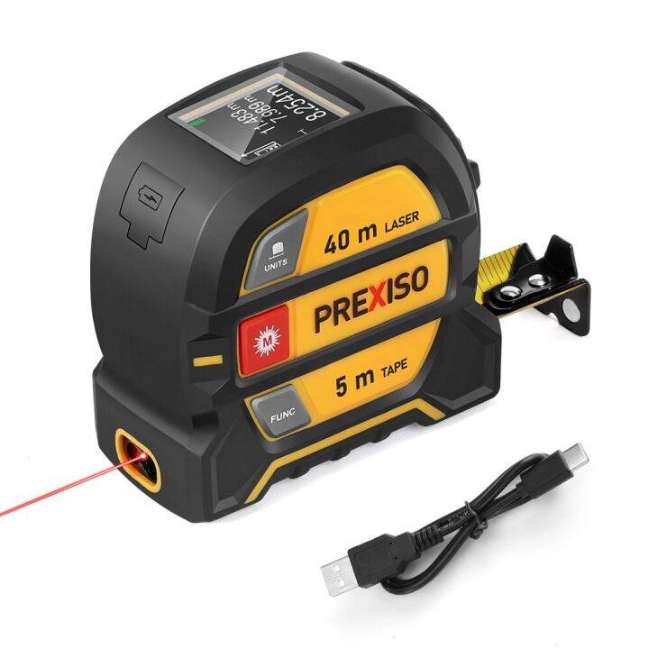 PREXISO 2 IN 1 Laser Tape Measuring Retractable Distance Meter 40M