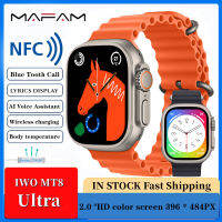 MAFAM【?Picks】IWO MT8 Ultra Smart Watch พร้อม NFC 2.0นิ้วหน้าจอสแควร์ Bluetooth Call IP68กันน้ำนาฬิกาสแตนด์บายยาว Body Temperature Fitness Tracker เนื้อเพลงฟังก์ชั่นการแสดงผล