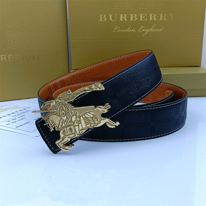 Burberry Double B Leather Belt - Blue