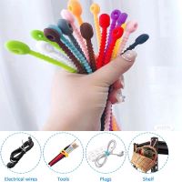 10pcs Reusable Silicone Cable Ties Assorted Colors Smart Ties Cord Wrap Organizer Rubber Twist Ties Heavy Duty Reusable Zip Ties Cable Management