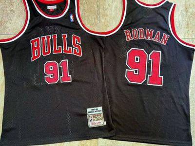 Top-quality Hot Sale Mens Chicago Bulls Dennis Rodman Mitchell Ness 1997-98 Black Swingman Jersey