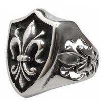 Fashion Vintage Punk Embossed Fleur De Lis Flower Cross Biker Rings