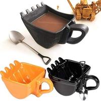 hotx【DT】 Excavator Mug With Spade Shovel Digger Ashtray Cup OrangeBlack