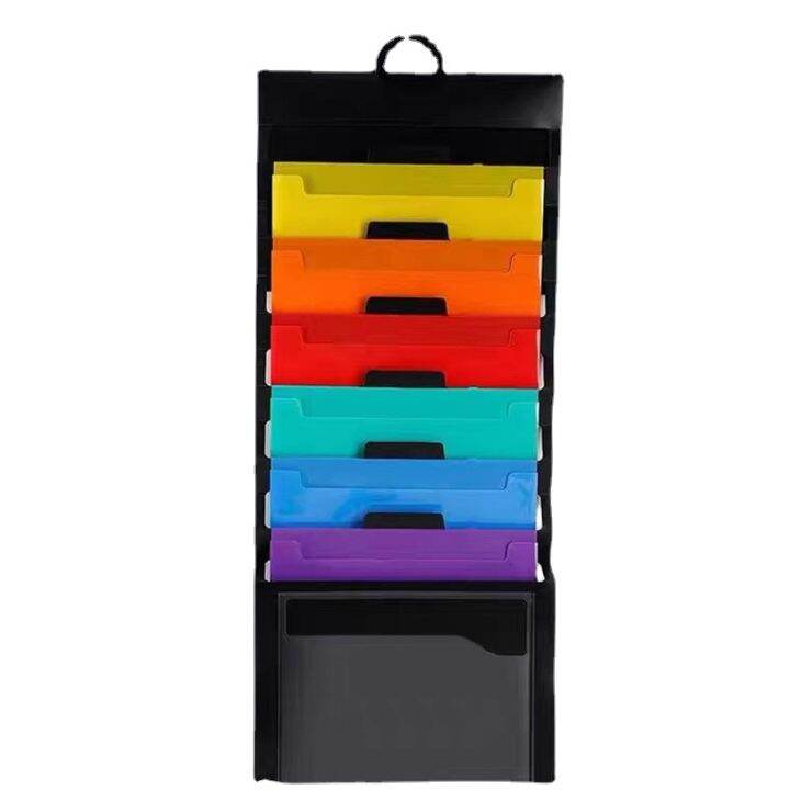 【CW】 Cascading Hanging Wall File Organizer with 6 Pockets Poly Handle
