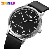 ZZOOI SKMEI Casual Genuine Leather Strap Waterproof Watches Mens Fashion Japan Quartz Movement Business Wristwatch Clock reloj hombre