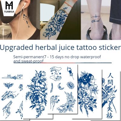 【YF】 Herbal Tattoo Sticker Semi Permanent 7-15 Day Waterproof Juice Temporary Tattoos Size:180 x 110mm