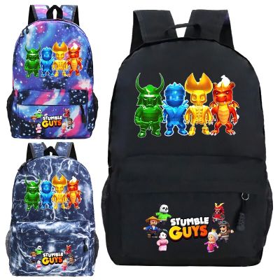 Stumble Guys Backpack Stumble Games Kids Schoolbag Cartoon Boys Girls Teens Knapsack Children Rucksack Shoulder Mochila