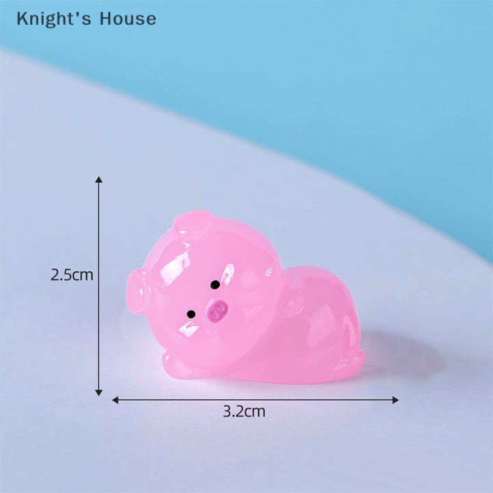 knights-house-เครื่องประดับรูปหมูสีชมพูฟลูออเรสเซนต์น่ารักขนาดเล็กรูปปั้นจิ๋วจิ๋วของตกแต่งบ้านตุ๊กตาภูมิทัศน์ขนาดเล็ก