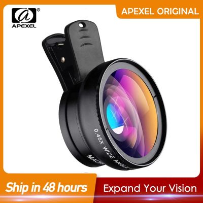 Apexel 2 in 1 เลนส์กล้อง HD มุมกว้าง 0.45x amp;เลนส์มาโครโทรศัพท์มือถือ 12.5x สําหรับ iPhone 11 Xiaomi Samsung