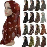 【CW】 Muslim Hijab Print Piece Scarf Wrap Turban Headscarf Pull Made To Wear Niqab Shawl Caps