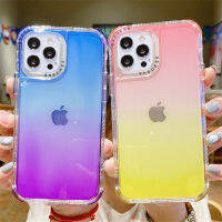 Transparent Gradient Phone Case For iPhone 11 12 13 Pro Max 12 13 Mini 11 Clear Shockproof Bumper Back Cover For iPhone 11 12