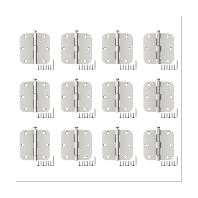 12 Sets of Large Round Corner American Style Hinges Square Flush Wood Doors Hinges Silver