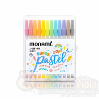 ปากกาสีน้ำ Monami Super Soft Pastel สีพาสเทล สดใส ไร้กลิ่นฉุน ปากกาเมจิก โมนามิ ขนาด 0.5mm. บรรจุ 12สี/กล่อง จำนวน 1กล่อง พร้อมส่ง