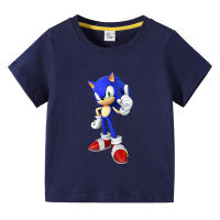 Sonic The Hedgehog ชายหญิงแขนสั้นเสื้อยืดเด็ก Bottoming เสื้อฤดูร้อน100% ผ้าฝ้ายหลวมเสื้อผ้าเด็กเสื้อลำลอง