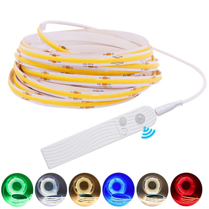 pir-motion-sensor-cob-led-strip-light-dc5v-battery-power-fob-lights-high-density-320leds-flexible-led-tape-ribbon-rope-light-led-strip-lighting