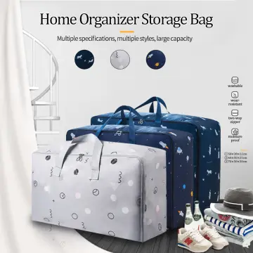 Unisex Large Capacity Folding Duffle Bag Travel Clothes Storage Bags Zipper  Oxford Weekend Bag Thin Portable Moving Luggage Bag