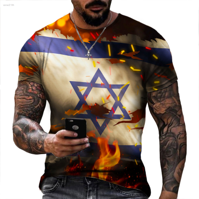 2023 Lsrael Flag Series 3d Printed Summer Mens O-neck T-shirt Casual Short Sleeved Oversized T-shirt Clothing. Unisex
