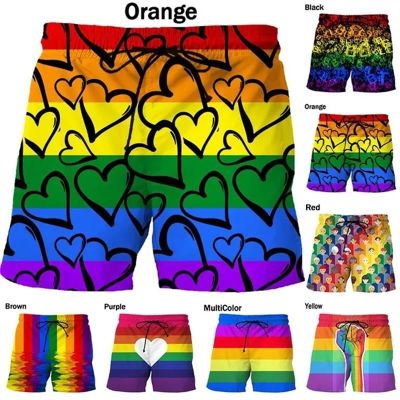 Color Heart-shaped Shorts Pants Men 3D Printed Swimsuit homme 2023 Summer Swim Trunks Beach Shorts homme Sport Gym Ice Shorts