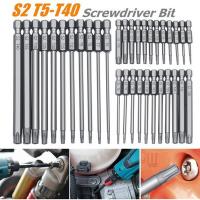 11/12pcs Security Bit Set Tamper Proof Screwdriver Drill Bit Screw Driver Bits Torx Flat Head 1/4 quot; Hex Driver Bits 50/75/100MM