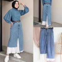 Neta GLERY SKIRT KOREAN SKIRT JEANS COMBI PLISKET JUSTIN DENIM