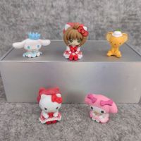 TURHA PVC ตกแต่งของเล่นเด็กหญิง Cinnamoroll Cardcaptor Sakura ตัวการ์ตูน Kuromi ตุ๊กตาของเล่นของเล่นรูป KT ภาพอนิเมะ