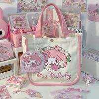 Sanrio Hello Kitty กระเป๋าเป้สะพายหลังเมโลดี้ Mujer หนึ่งไหล่กระเป๋าถือ Lh กระเป๋าผ้าใบกระเป๋าเก็บของความจุขนาดใหญ่น่ารัก