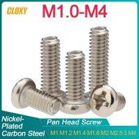 20 500pcs M1 M1.2 M1.4 M1.6 m1.7 M2 M2.5 M2.6 M3 M3.5 M4 Nickel Plated Carbon Steel Cross Phillips Round Pan Head Screw Bolt