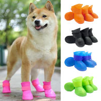 WaterProof Rainshoe 4Pcs Anti-Slip Rubber Boot For Small Medium Large Dogs Cats Outdoor Shoe Dog Ankle Boots Accessories