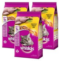 อาหารแมว วิสกัส สำหรับแมวอายุ 1+ ปีขึ้นไป รสไก่ 1.2kg (3ถุง) Whiskas Adult Cat Food Chicken Flavor 1.2kg (3 bags)