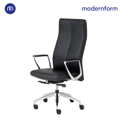 Modernform เก้าอี้ผู้บริหาร ระดับพรีเมี่ยม รุ่น Series12  หุ้มหนังแท้ สีดำ  ระบบโยกเอน Synchronize mechanism ปรับความหนืดตามน้ำหนักคนนั่ง