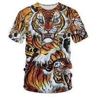 New Mens Summer Tiger Pattern Print T-shirt Harajuku T-shirt Male O-neck T Shirt 3D Casual Oversized Custom TshirtXS-4XL