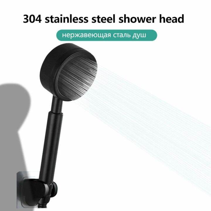 black-shower-head-stainless-steel-fall-resistant-handheld-wall-mounted-high-pressure-for-bathroom-water-saving-rainfall-shower-by-hs2023