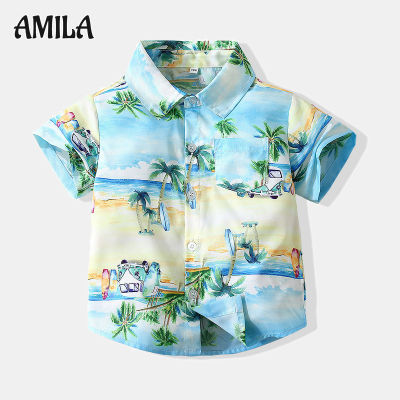 เสื้อเด็ก AMILA สไตล์ชายหาดฤดูร้อนเสื้อเชิ้ตลำลองใหม่