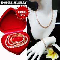 INSPIRE JEWELRY  ชุดเซ็ทเพชรเม็ดเดียวเรียงแถวตลอดเส้น งานจิวเวลลี่ ฝังล็อค มีสร้อยคอยาว 17  และสร้อยข้อมือ 7" ปรับเพิ่มได้เป็น 8"  พร้อมกล่องกำมะหยี่สวยหรู ตะขอก้ามปูใส่ถอดง่าย ใส่ได้กับเสื้อผ้าชุดแบบ ของขวัญวันเกิด วันแม่ ปีใหม่ วาเลนไทน์