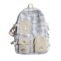 School Backpack Plaid Korean Trend Womens Students Backpacks for Girls Teenager Schoolbag Large Capacity Travel Female Bags