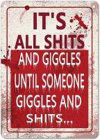 Pxiyou มันทั้งหมด Shits และหัวเราะคิกคักจนมีคนหัวเราะคิกคักแผ่นดีบุกโลหะตลกวินเทจอาบน้ำห้องน้ำตกแต่งห้องซักรีดป้ายติดผนัง Xinch