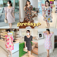 ?DressyPพร้อมส่ง?NEW!!! DP634เดรสสั้นแต่ง ย่นอก แต่งผ้ายกไหล่ แขนพอง มีซับในทั้งตัว สม็อกหลัง แต่งเชือกผูก