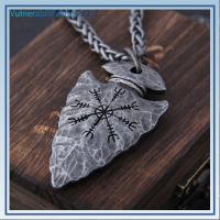 VULNER เครื่องประดับเครื่องรางวินเทจชายหญิงจี้หอกและ Vegvisir สแตนเลสโซ่ Aegishjalmur Nordic Viking Rune สร้อยคอหางเสือของ Awe